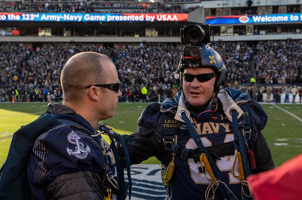 DAZZLING DEMONSTRATION… “LEAP FROGS” JUMP INTO ARMY-NAVY GAME