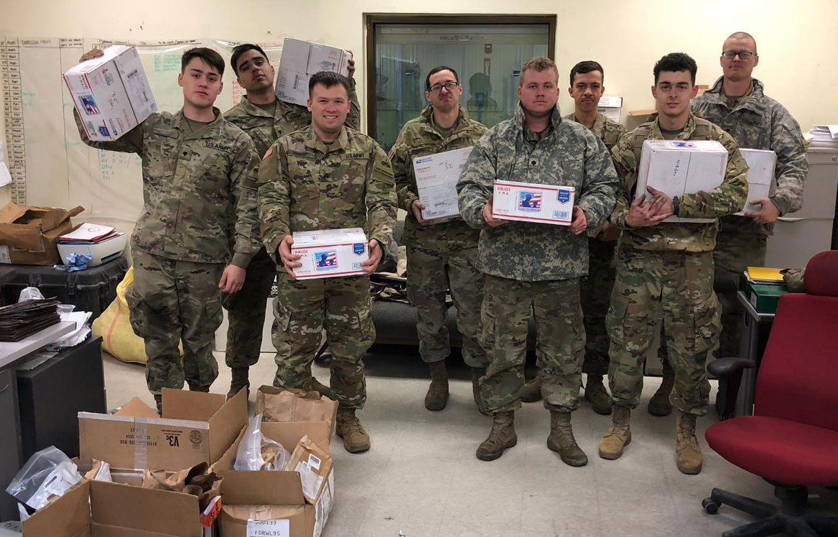 Location Undisclosed, February 25, 2019,  Thank you so much for the care packages.  It made my guys’ day after a hard day's work to see a package for them. Thank you for your support. SSG David [ ]