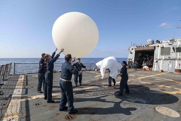 PACIFIC OCEAN (Jan. 23, 2025) Sailors launch a radar sphere on the flight deck aboard the Arleigh Burke-class guided-missile destroyer USS Howard (DDG 83) while conducting routine operations in the Pacific Ocean, Jan. 23. Howard is forward-deployed and assigned to Destroyer Squadron (DESRON) 15, the Navy’s largest DESRON and the U.S. 7th Fleet’s principal surface force. (U.S. Navy photo by Mass Communication Specialist 1st Class Donavan K. Patubo)
