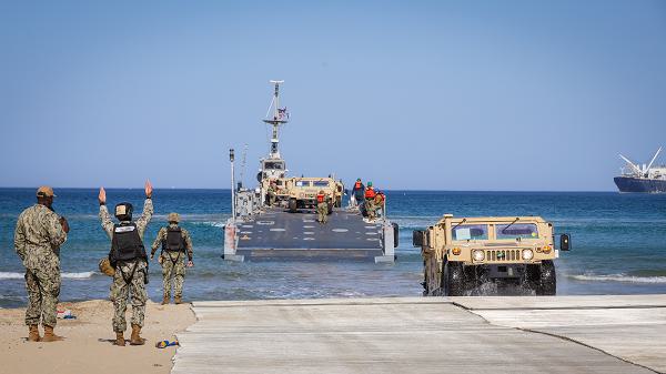 06 Navy Marines Beachmaster Unit 1 Improved Navy Lighterage System INLS Roll on Roll off Discharge Facility RRDF Support Our Troops