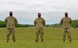 From left: Army Staff Sgt. John Coggshall, Sgt. Brian Harder and Staff Sgt. Amanda Elsenboss pose for a photo after their teams placed in the top three at the East Coast Full Bore Championships at Camp Butner, N.C., May 11. All three are members of the All Guard national marksmanship team, and will go on to represent in the nation in the Long Range World Championships in South Africa. (Photo By: Sgt. 1st Class Whitney Hughes)