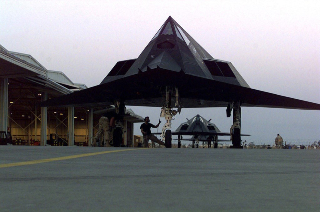 Two F-117s from the 8th Fighter Squadron prepare for an Operation Southern Watch sortie. Source: NARA