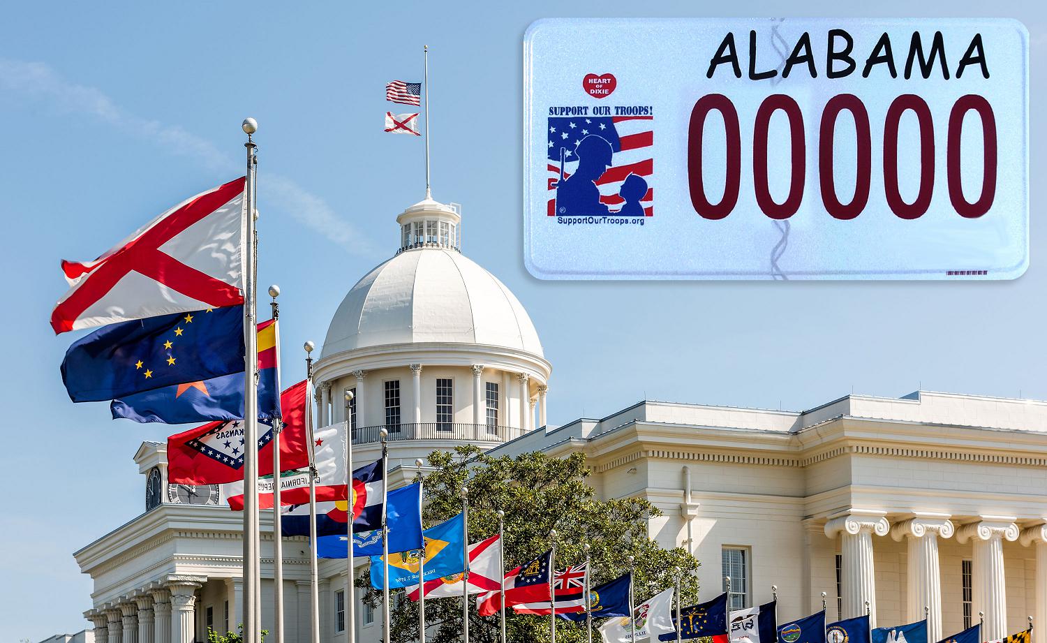 Alabama Capital Support our troops Servicemembers, military, active duty, deployed, troops, alabama, legislature, special license plate, care packages, care goods, southern strategy group, logan gray