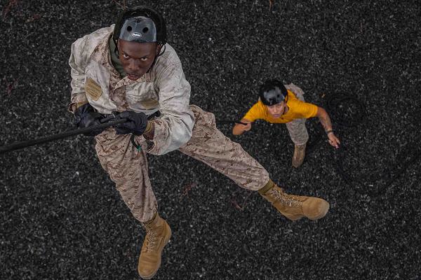 06 Marines Parris Island recruit training rappelling tower fear of heights Acrophobia SupportOurTroops