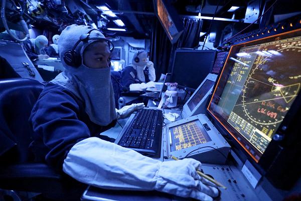 Operations Specialist 1st Class Ruchel Papa, from Los Angeles, stands watch in the combat information center during a general quarters drill aboard the Arleigh Burke-class guided-missile destroyer USS Dewey (DDG 105) while operating in the Andaman Sea, Oct. 5, 2024. Dewey is forward-deployed and assigned to Destroyer Squadron (DESRON) 15, the Navy’s largest DESRON and the U.S. 7th Fleet’s principal surface force. (U.S. Navy photo by Mass Communication Specialist 1st Class Greg Johnson)                               