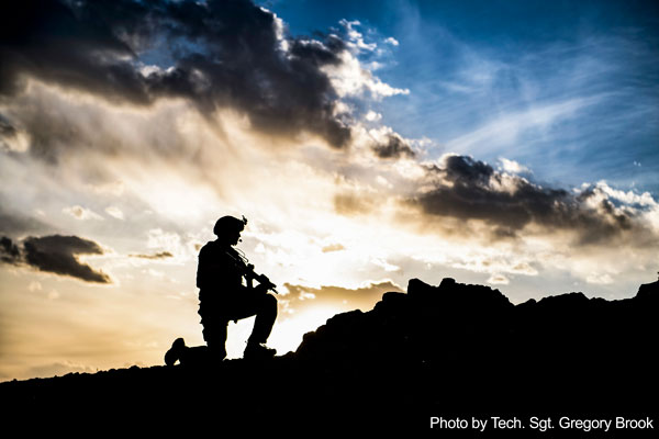 Afghanistan, March 6, 2018 - An Air Force pararescueman provides security during a personnel recovery exercise at an undisclosed location. The Air Force-Army exercise focused on building teamwork and joint capabilities.