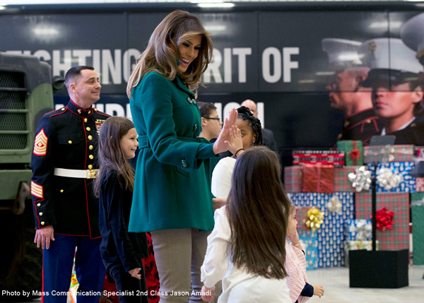 First lady Melania Trump at Toys for Tots Event