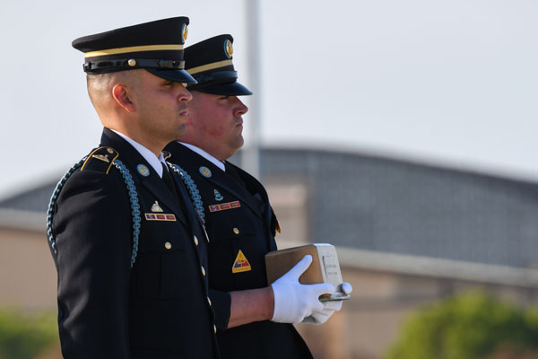 Pictured here are members of the 3rd U.S. Infantry, known as the “Old Guard”, rendering final honors to a foreign dignitary.